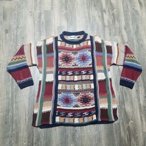 Mariey Sweater Knit Colorful Pullover Slit Sides Crew Neck Top Women Size Medium